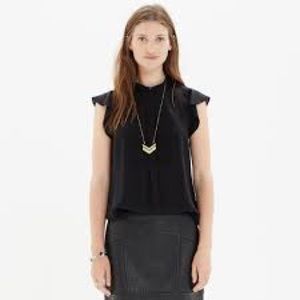 100% Silk Collarless Bib Blouse